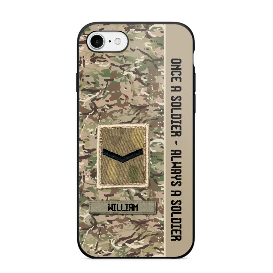Personalized UK Soldier/ Veteran Once A Soldier Always A Soldier Phonecase 3D Printed QTDT1101