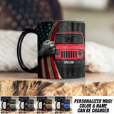 Personalized Jeep with Name & Flag Black Mug Printed 23JAN-DT11