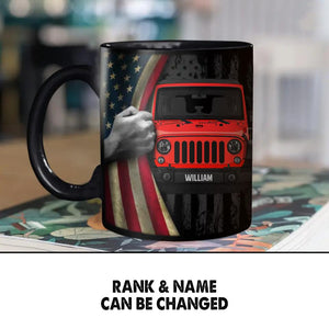 Personalized Jeep with Name & Flag Black Mug Printed 23JAN-DT11