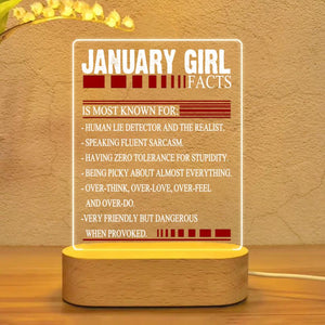 Personalized January Girl Facts Led Lamp Printed 22JAN-HY11