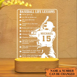 Personalized Baseball Life Lesons Led Lamp Printed 23JAN-VD12