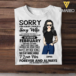 Personalized Taken By A February Sexy Wife  Tshirt Printed PNDT1601