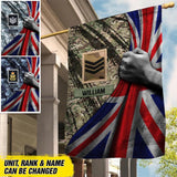 Personalized British Soldier/Veteran House Flag Printed 23JAN-DT18