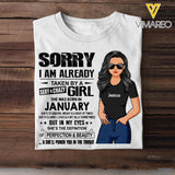Sorry I Am Already Taken By A Sexy & Crazy January Girl Customized Tshirt Printed 23JAN-HQ18
