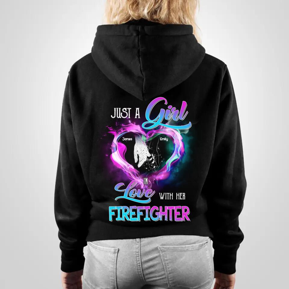 Personalized Just a girl in love with her Firefighter Hoodie printed QTDT2901
