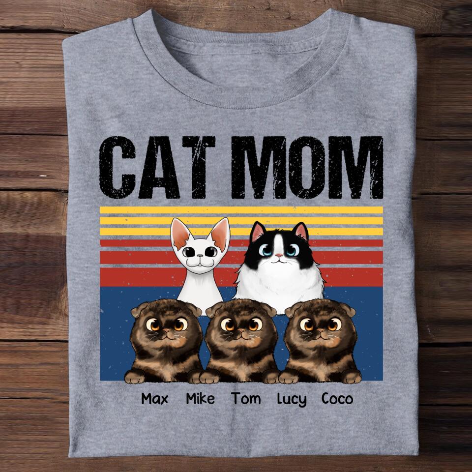 Personalized Cat Mom Tshirt Printed 23JAN-HQ29