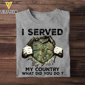 Personalized Norwegian Soldier/ Veteran I Served My Country What Did You Do Printed Tshirts 23JAN-HQ31