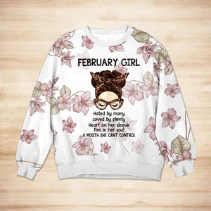 Personalized Flowers & February Girl Sweat Shirt Printed QTDT0102