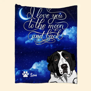 Personalized I Love You To The Moon And Back Dog Lovers Quilt Blanket Printed QTDT0302