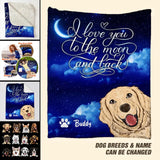 Personalized I Love You To The Moon And Back Dog Lovers Quilt Blanket Printed QTDT0302