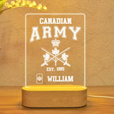 Personalized Unit Canadian Soldier/ Veteran Rank Led Lamp Printed QTDT1201