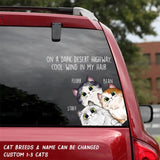 Personalized On a dark desert highway, cool wind in my hair cat with name Decal Printed QTDT0602
