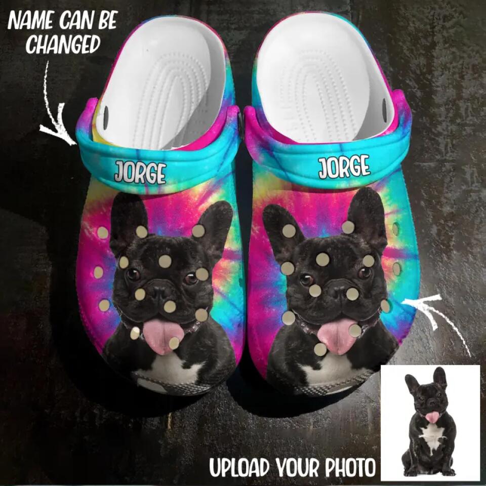 Personalized Your Dog Image Clog Slipper Shoes Tie Dye Printed 23FEB-DT07