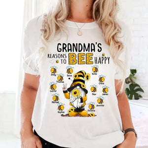 Personalized Grandma's Reasons To Bee Happy Kid Name Tshirt or Hoodie Printed PNHQ0702