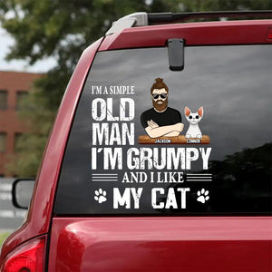 Personalized I'm A Simple Old Man I'm Grumpy And I Like Cat Decal Printed QTHQ0702