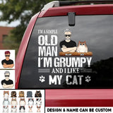 Personalized I'm A Simple Old Man I'm Grumpy And I Like Cat Decal Printed QTHQ0702