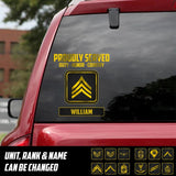 Personalized US Solider/ Veteran Proudly Served Duty - Honor - Country Decal Printed QTDT0702