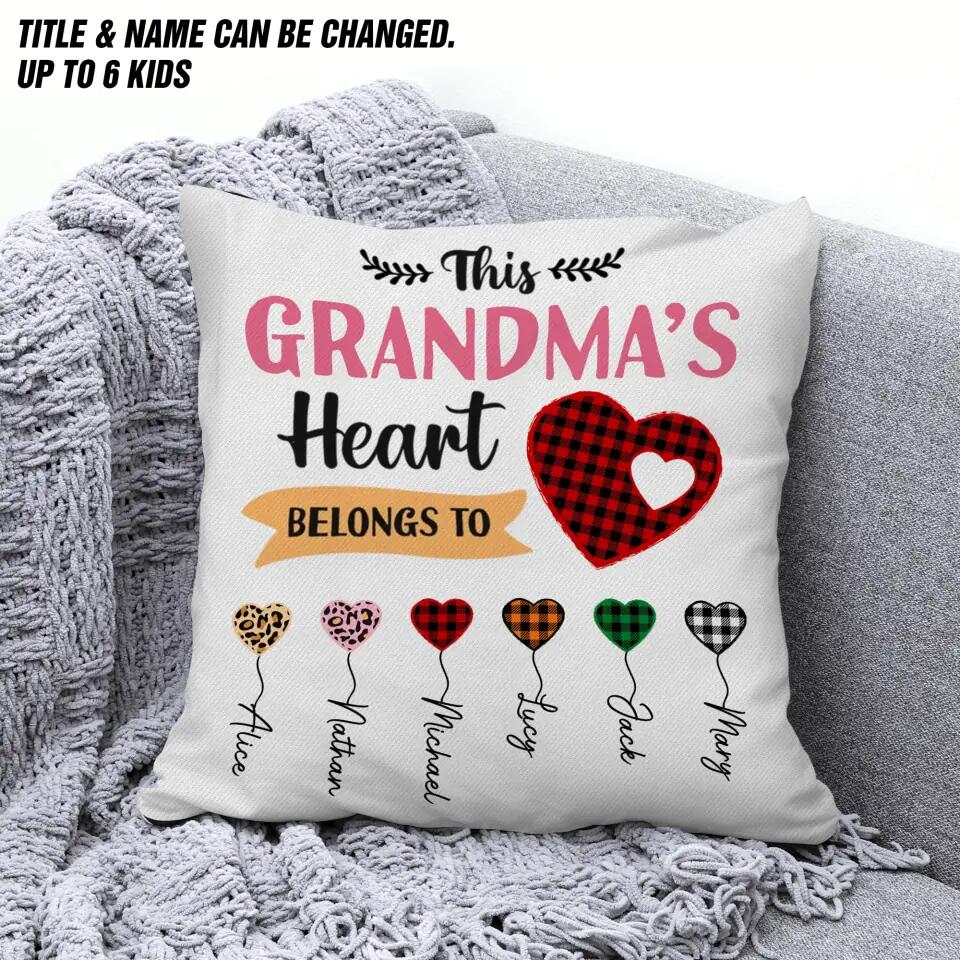 Personalized This Grandma's Heart Belongs To Kid Pillow Printed PNVD0802
