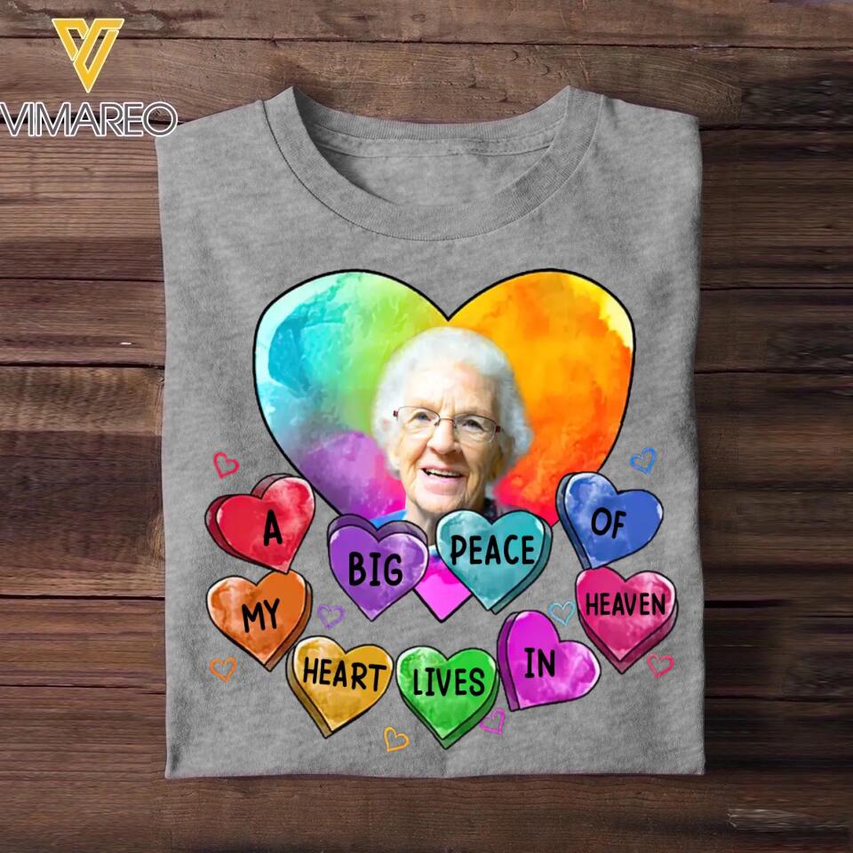 Personalized Your Memorial Grandma Image A Big Peace Of My Heart Lives In Heaven Tshirt Printed 23FEB-DT09