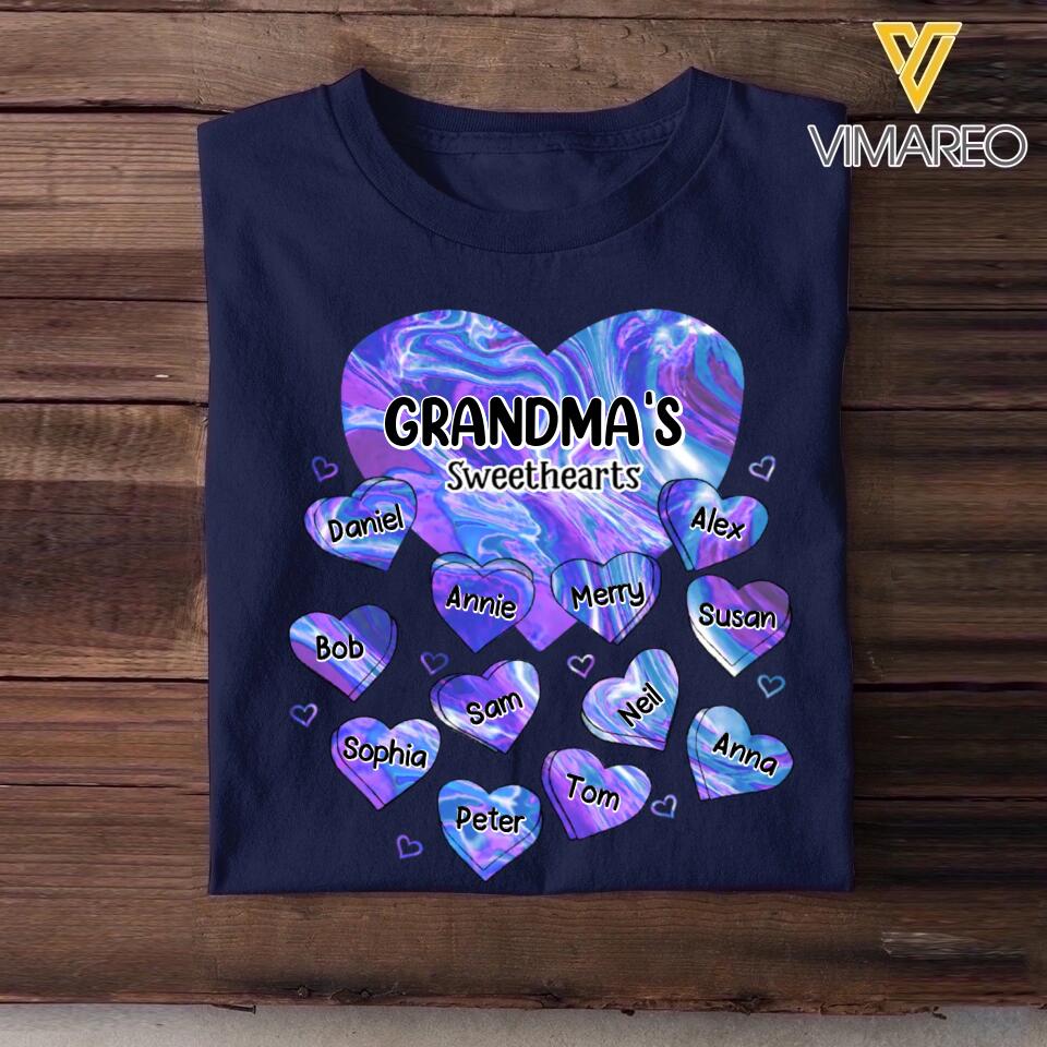 Personalized Grandma's Sweethearts Kid Name Tshirt Printed 23FEB-VD13