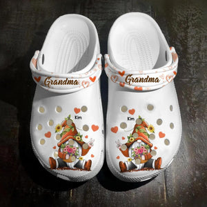 Personalized Sunflower Gnome Grandma & Kid's Name Clog Slipper Shoes Printed 23FEB-DT10