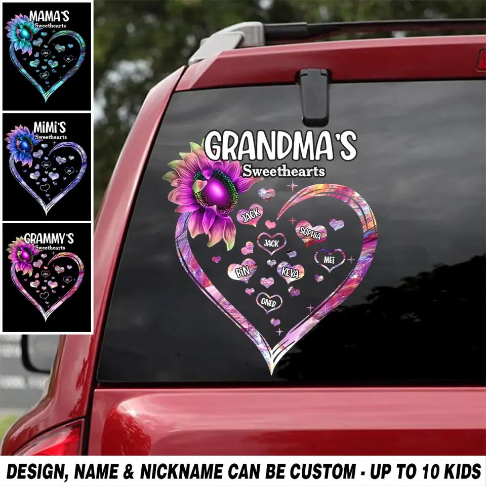 Personalized Grandma's Sweethearts Mom Nana Aunt Kid Name Sunflower Decal Printed PNHQ1402