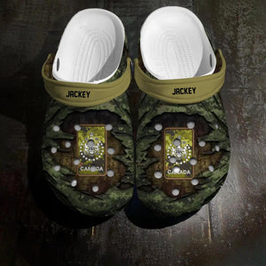 Personalized Canadian Veteran/Soldier Rank Camo with Name Clog Slipper Shoes Printed 23FEB-HQ17