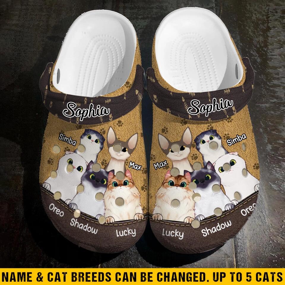 Personalized Cats with Name Cat Lovers Gift Clog Slipper Shoes Printed PNVD1802