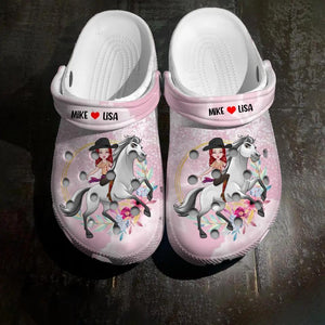 Personalized Horse Girl Flower Clog Slipper Shoes Printed PNHQ2002