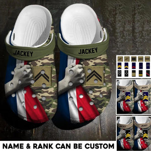 Personalized French Veteran/Soldier Rank Camo Flag Clog Slipper Shoes Printed 23FEB-HQ20