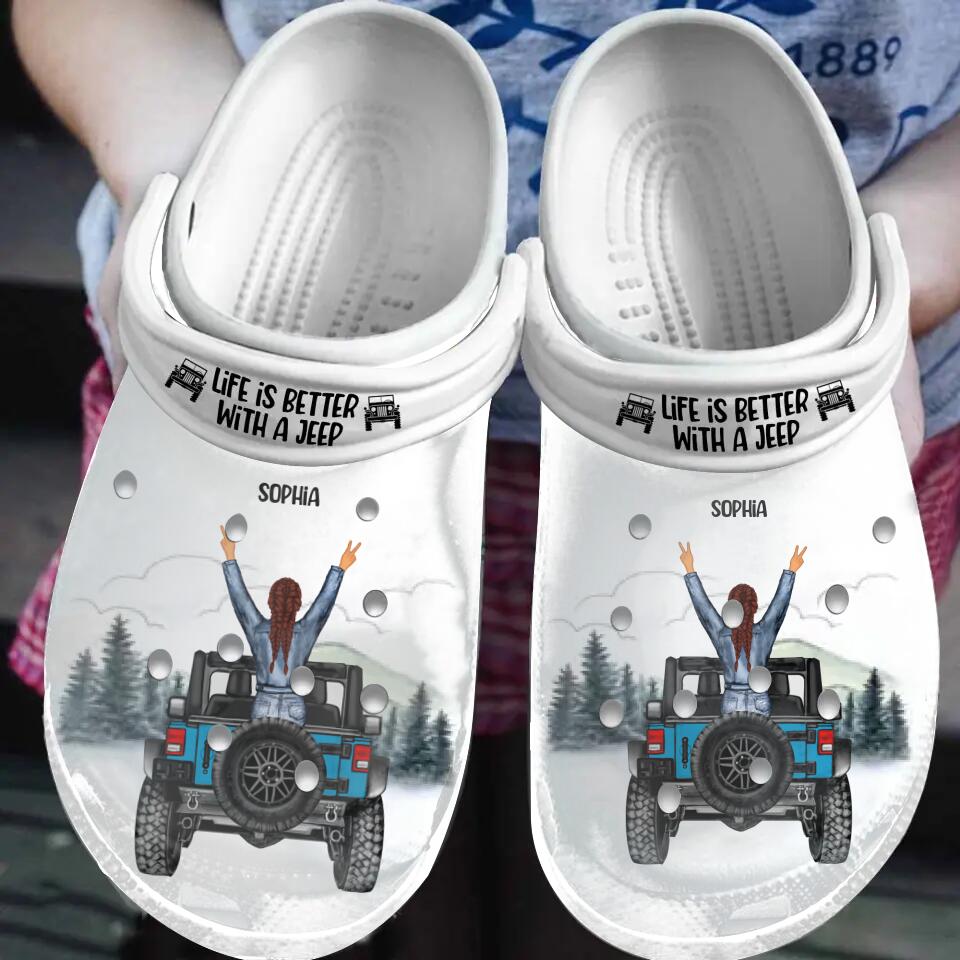 Personalized Life Is Better With A Jeep Girl Clog Slipper Shoes Printed 23FEB-VD21