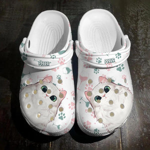 Personalized Cat & Wine Lovers Clog Slipper Shoes Printed QTDT2202