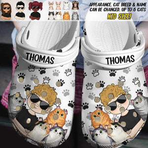 Personalized Cats & Kid Cat Lovers Gift Clog Slipper Shoes Printed 23FEB-DT21