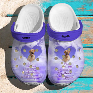 Personalized Pet Image & A Big Piece Of My Heart Lives In Heaven Clog Slipper Shoes Printed PNVD2102