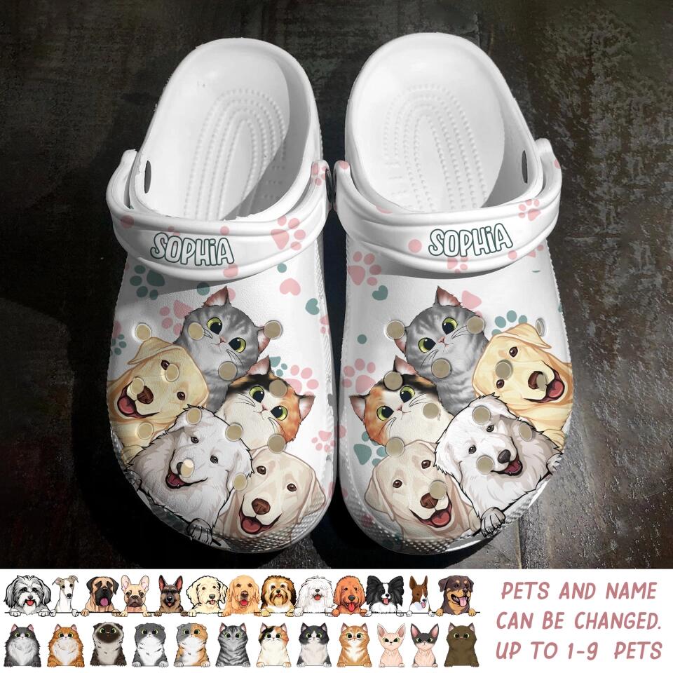 Personalized Dog And Cat Lover Paw Colorfull Clog Slipper Shoes Printed 23FEB-DT16