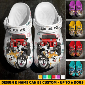 Personalized Dog Jeep Lovers Colorful Background Paw Name Clog Slipper Shoes Printed 23FEB-HQ23