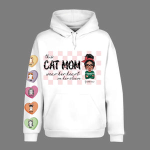Personalized This Cat Mom Wear Her Heart On Her Sleeve Hoodie 3D Printed 23FEB-DT06