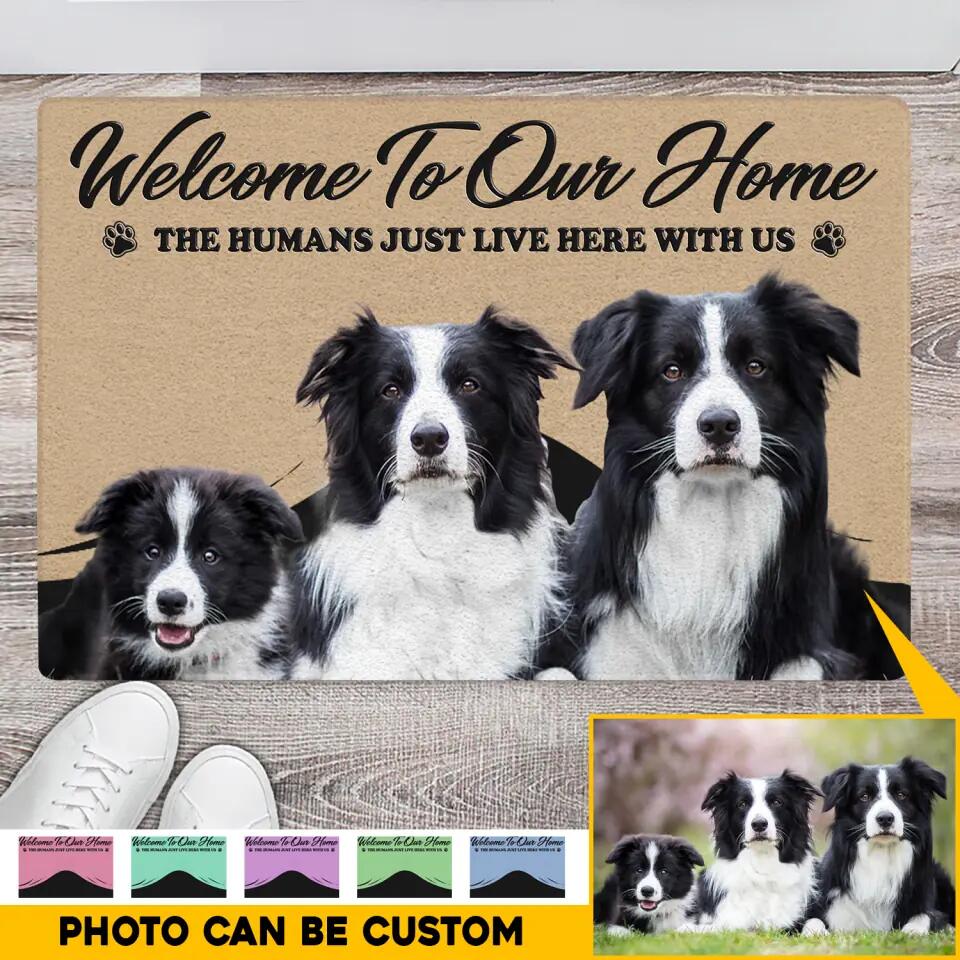 Personalized Upload Your Dog Photo Welcome To Our Home The Human Just Live Here  Doormat Printed PNHQ2802