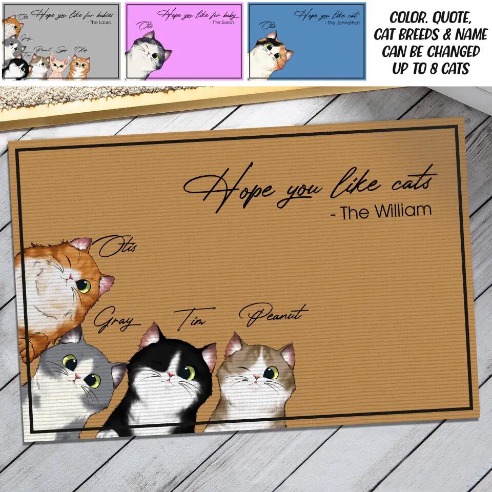 Personalized Hope You Like Cats Fur Baby Cat Welcome Doormat Printed PNDT0803