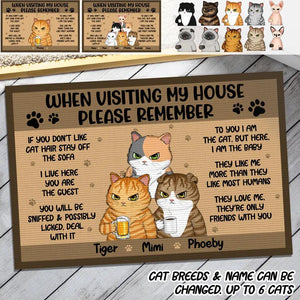 Personalized When Visting My House Please Remember Cat Lovers Welcome Doormat Printed QTDT2303