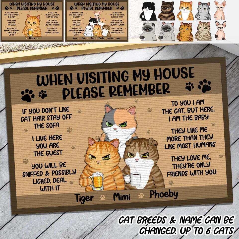 Personalized When Visting My House Please Remember Cat Lovers Welcome Doormat Printed QTDT2303