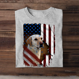 Personalized Upload Photo Dog Dad Dog Mom Flag Art Independence Tshirt