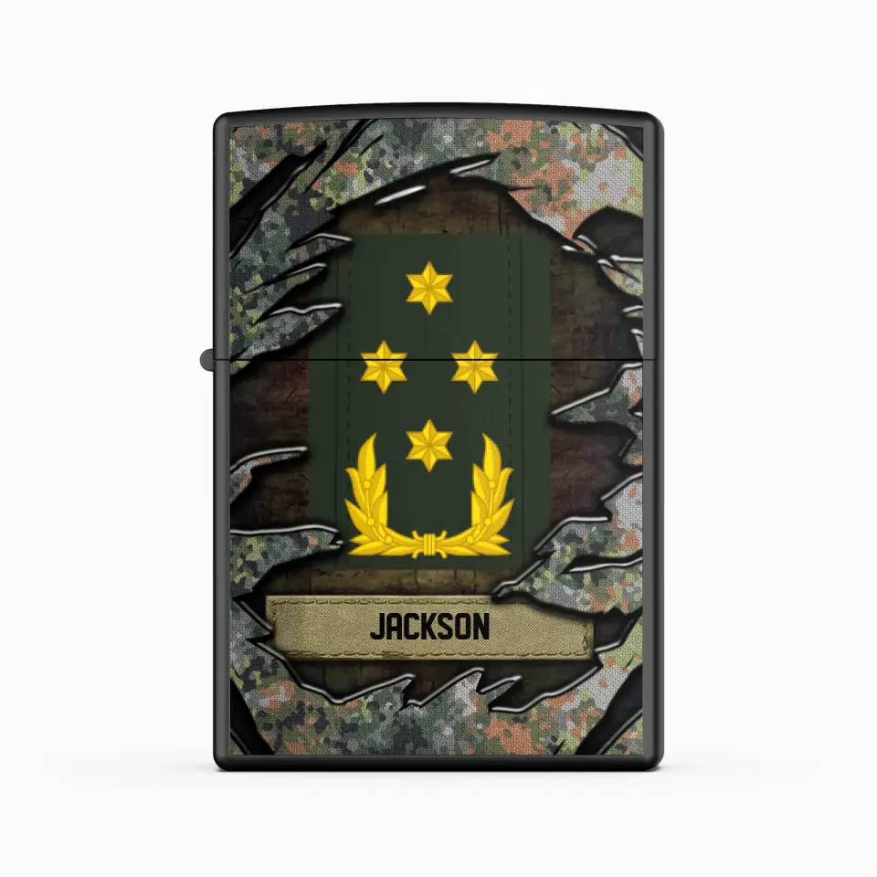 Personalized Netherlands Veteran/Soldier Rank Camo with Name Lighter Case Printed 23MAY-HQ04