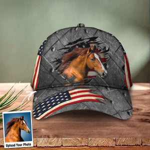 Personalized Upload Your Horse Photo Horse Lovers Gift Cap Printed 23MAY-PN16