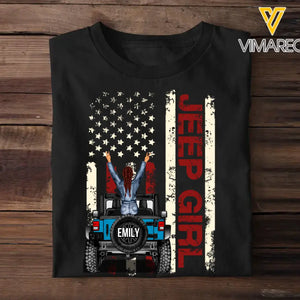 Personalized Jeep Girl US Flag T-shirt Printed 23MAY-DT23