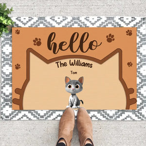 Personalized Hello The Williams Cat Names Cat Lovers Gift Doormat Printed PNDT0506