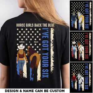 Personalized Horse Girls Back The Blue I've Got Your Six T-shirt Printed MTHHQ0206
