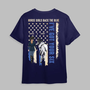 Personalized Horse Girls Back The Blue I've Got Your Six T-shirt Printed MTHHQ0206