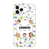 Personalized Grandma with Kids Name Flowers Background Gift For Grandma Phonecase PNDT2906