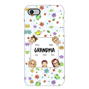Personalized Grandma with Kids Name Flowers Background Gift For Grandma Phonecase PNDT2906